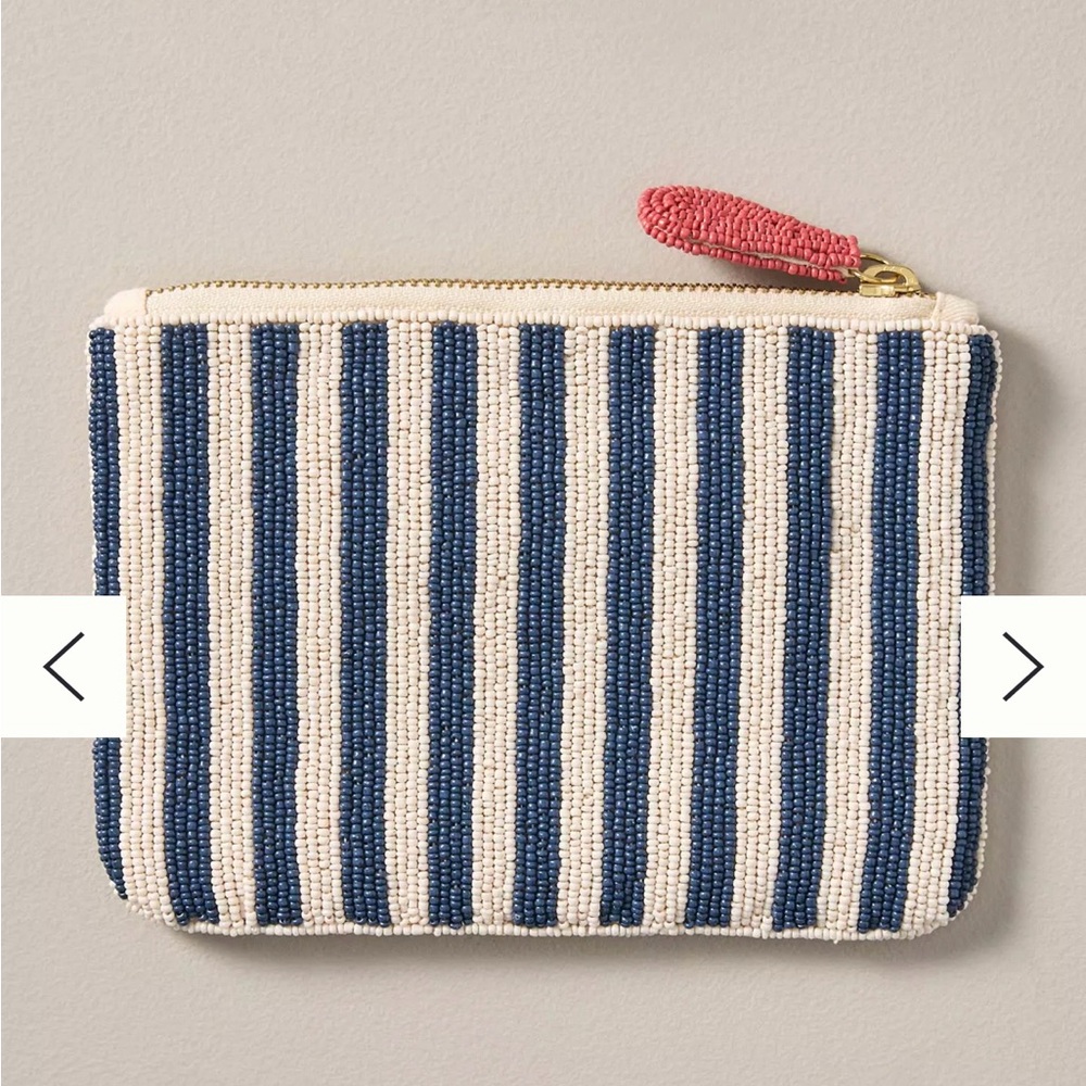 NWT Anthropologie The Fiona Medium Beaded Pouch City Edition St. Tropez - Picture 2 of 7